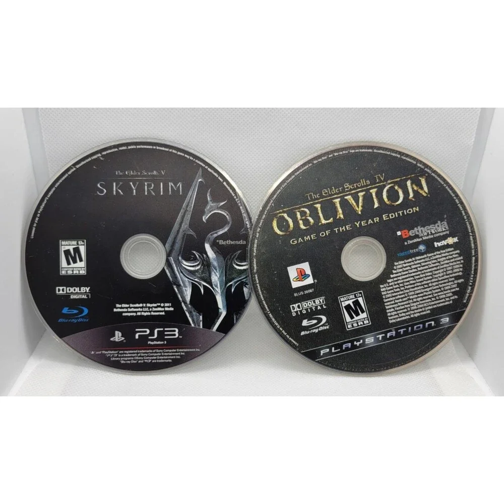 The Elder Scrolls IV: Oblivion (GOTY) & Skyrim V - PlayStation 3 DISC ONLY Lot